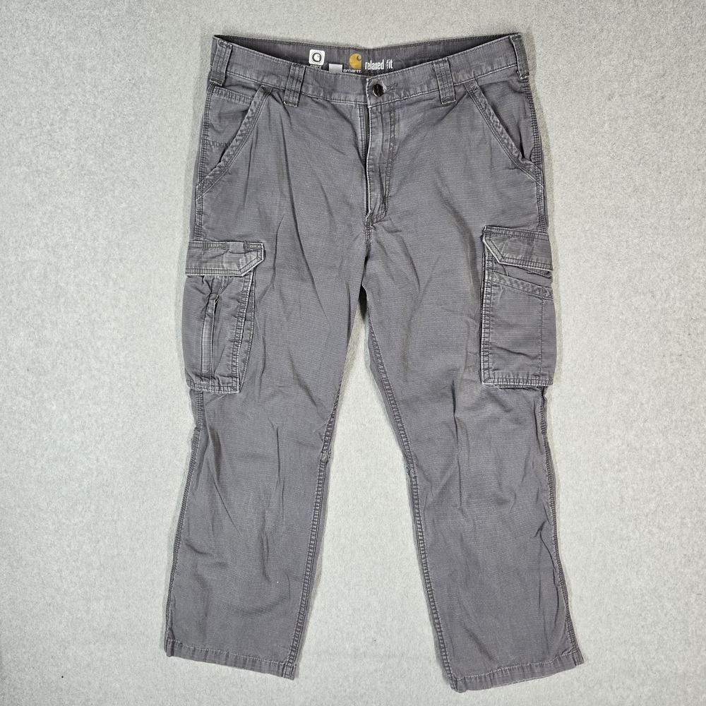 Carhartt Men Pants 36X30 Gray Force Cargo Ripstop Relaxed Straight 28" Inseam